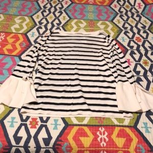 Loft outlet striped tie sleeve sweater NWT